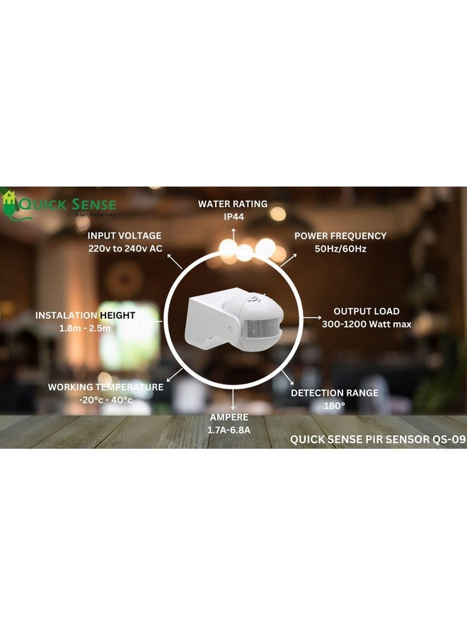 Quick Sense 180 Plastic Wall-mount PIR Motion Switch with Light, Energy Saving sensor, LUX Adjustment (Standard, White) (Wall PIR(Set of 6)) - Image 5