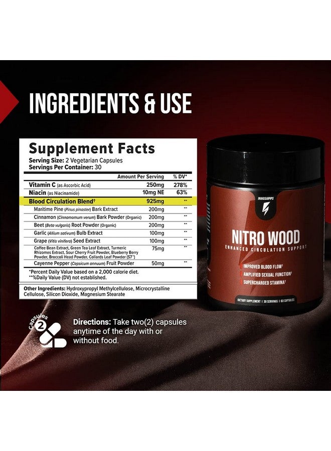 InnoSupps Nitro Wood - Supports Healthy Blood Flow | Nitric Oxide Supplement | Natural Immune Support | (60 Vegetarian Capsules) - Image 2