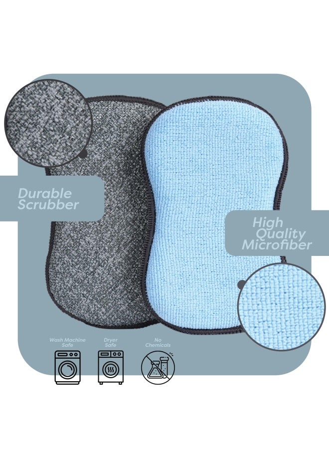 SCRUBIT MultiPurpose Sponges Kitchen by Scrubit  NonScratch Microfiber sponges for Cleaning Along with Heavy Duty Scrubbing Power  Reusable Dish Sponge for Dishes Pots and Pans 6 Pack Small - Image 1
