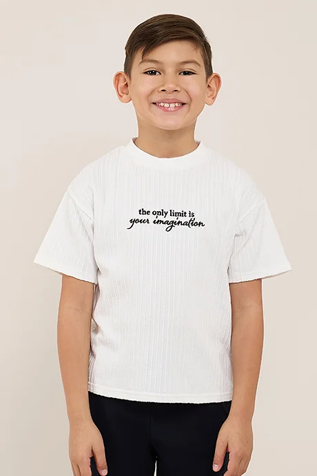 R&B Embroidered T-Shirt with Crew Neck and Short Sleeves