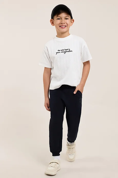R&B Embroidered T-Shirt with Crew Neck and Short Sleeves