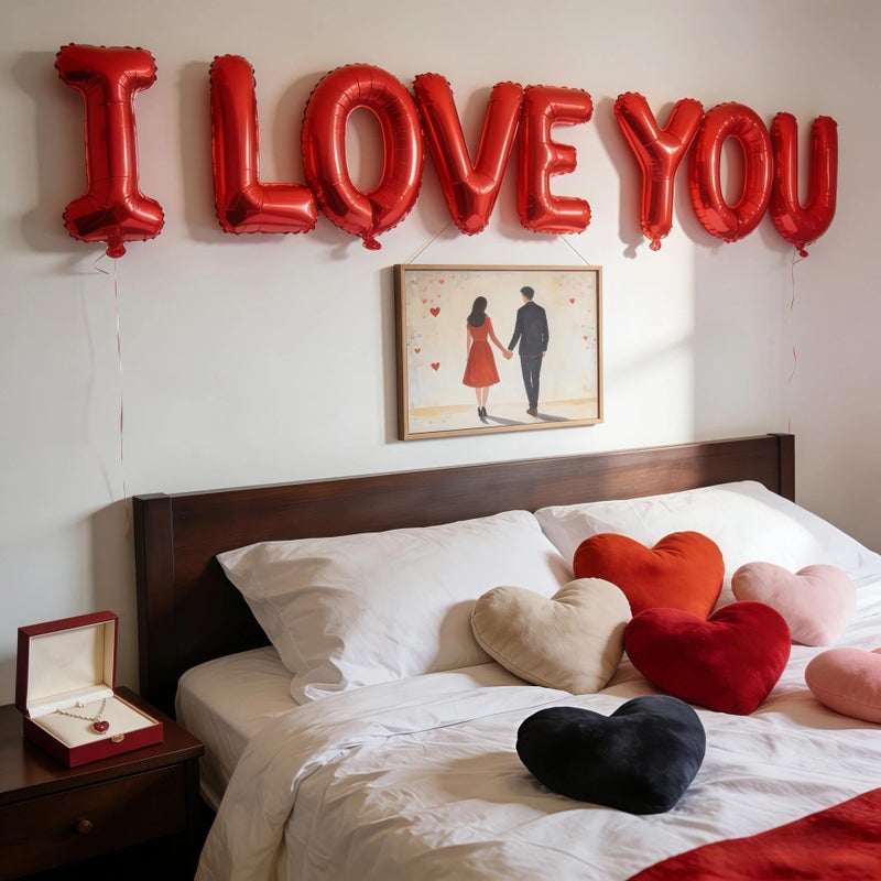 BBPOOL I Love You Balloons,16 Inch Valentines Balloons Red I Love You Balloon Banner with 18 Inch Heart Balloon for Valentine's Day Wedding Bridal Party Decorations - Image 4