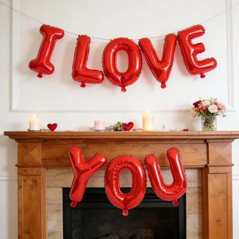 BBPOOL I Love You Balloons,16 Inch Valentines Balloons Red I Love You Balloon Banner with 18 Inch Heart Balloon for Valentine's Day Wedding Bridal Party Decorations - Image 5