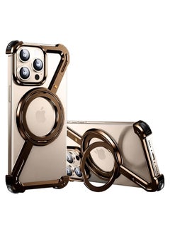 Apple iPhone 16 Pro Max Case with 360° Rotating Kickstand | Frameless Aluminum Design Bumper Z Case | Shockproof, MagSafe Compatible, Metal Slim Protective Shell Suitable for Desert Titanium