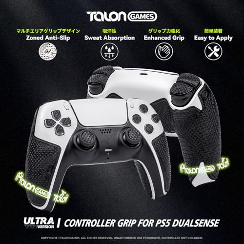 TALONGAMES قبضة وحدة تحكم TALONGAMES PS5 متوافقة مع بلاي ستيشن 5 ديوال سينس، ملحقات وحدة تحكم PS5، مضادة للانزلاق، ماصة للعرق، مقطوعة مسبقًا، سهلة التركيب (نسخة فائقة، سوداء) - Image 2