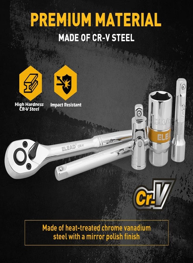 ELEAD طقم مفاتيح شمعات الإشعال مكون من 12 قطعة، مقاس 3/8 بوصة، مزود بمقبض سقاطة، وصلة عالمية، أداة قياس فجوة شمعات الإشعال، وقضيب تمديد، بمقاسات 9/16 بوصة، 5/8 بوصة، 3/4 بوصة، 13/16 بوصة، 14 مم، 18 مم، مصنوع من سبيكة الكروم والفاناديوم، مع حلقات تثبيت مطاطية. - Image 3
