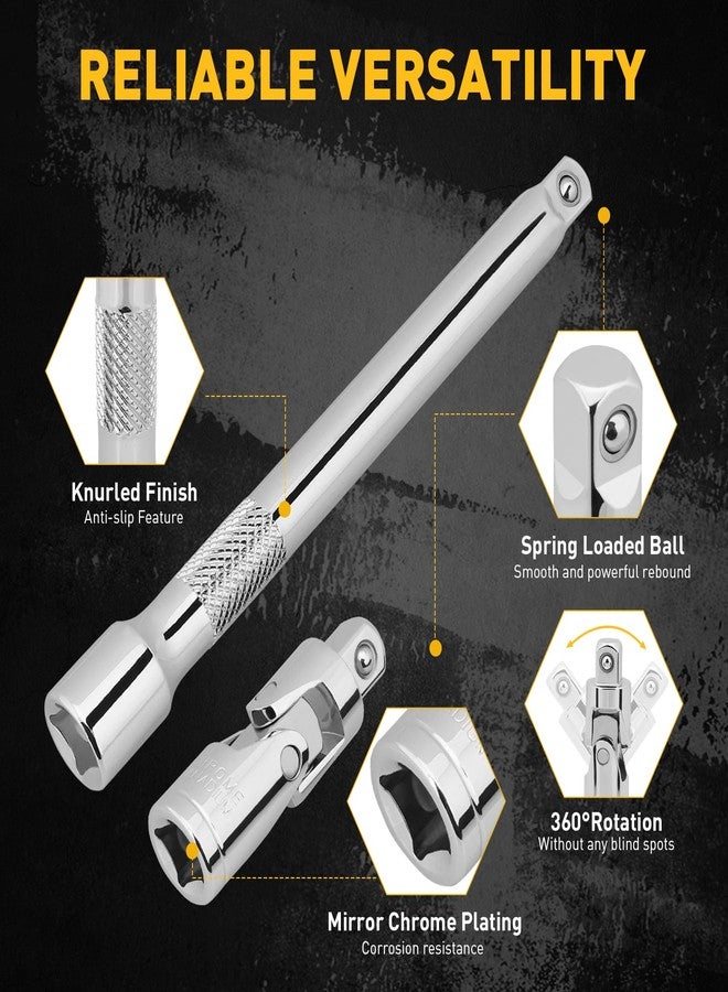 ELEAD طقم مفاتيح شمعات الإشعال مكون من 12 قطعة، مقاس 3/8 بوصة، مزود بمقبض سقاطة، وصلة عالمية، أداة قياس فجوة شمعات الإشعال، وقضيب تمديد، بمقاسات 9/16 بوصة، 5/8 بوصة، 3/4 بوصة، 13/16 بوصة، 14 مم، 18 مم، مصنوع من سبيكة الكروم والفاناديوم، مع حلقات تثبيت مطاطية. - Image 4