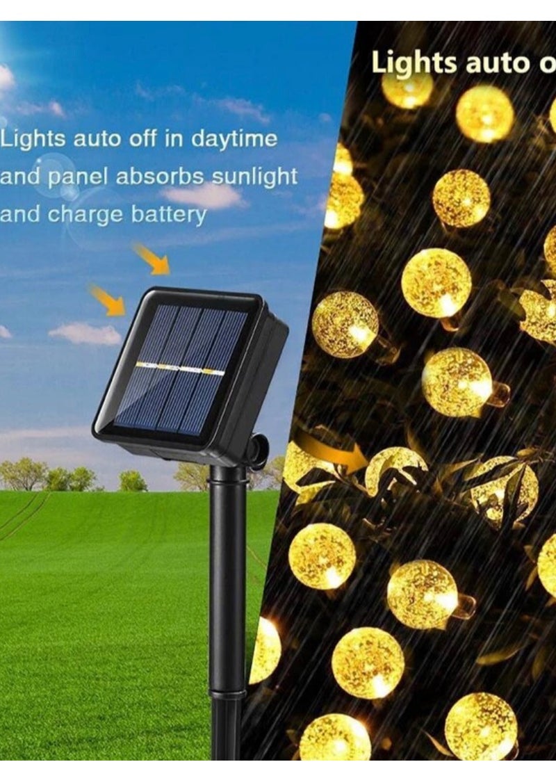BLUE CORAL Solar String Lights Crystal Ball 10M String Lamps Waterproof Fairy Lights 50 LED Garland Wedding Decoration Party Outdoor Lighting (Warm)  - Image 5