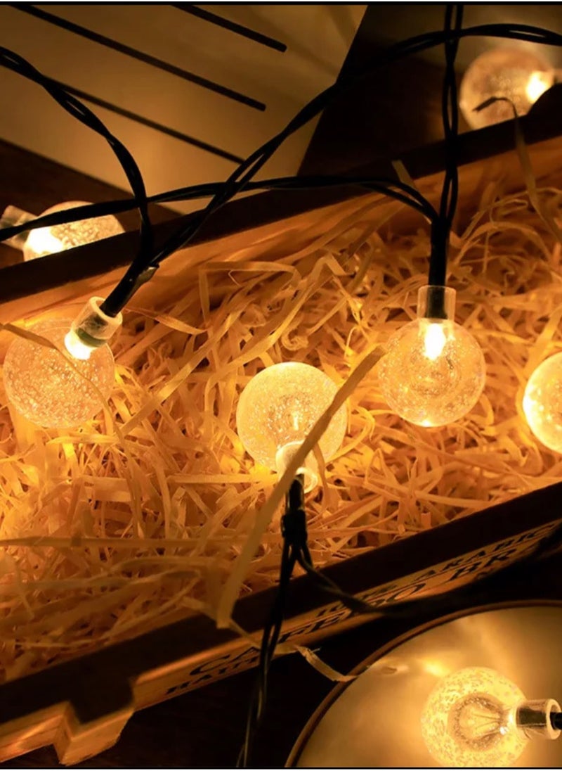 BLUE CORAL Solar String Lights Crystal Ball 10M String Lamps Waterproof Fairy Lights 50 LED Garland Wedding Decoration Party Outdoor Lighting (Warm)  - Image 2