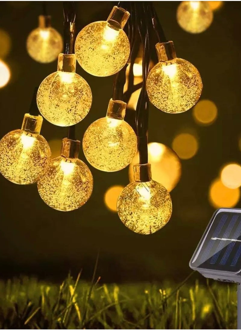 BLUE CORAL Solar String Lights Crystal Ball 10M String Lamps Waterproof Fairy Lights 50 LED Garland Wedding Decoration Party Outdoor Lighting (Warm)  - Image 1
