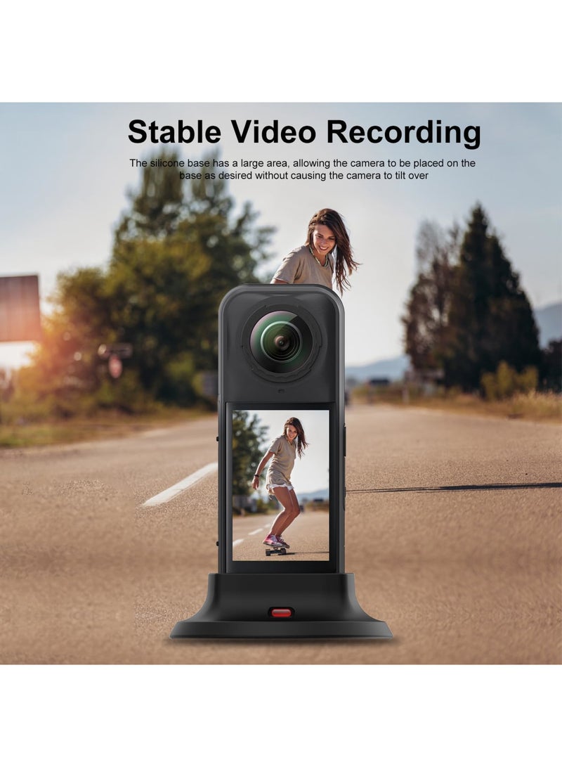 SYOSI Camera Mount Stand Base for Insta360 X5, Silicone Non-Slip Desktop Stand, Compact and Lightweight Gimbal Support, Stabilizer for Action Camera Accessories, Ideal for Stability and Protection, Black - Image 4