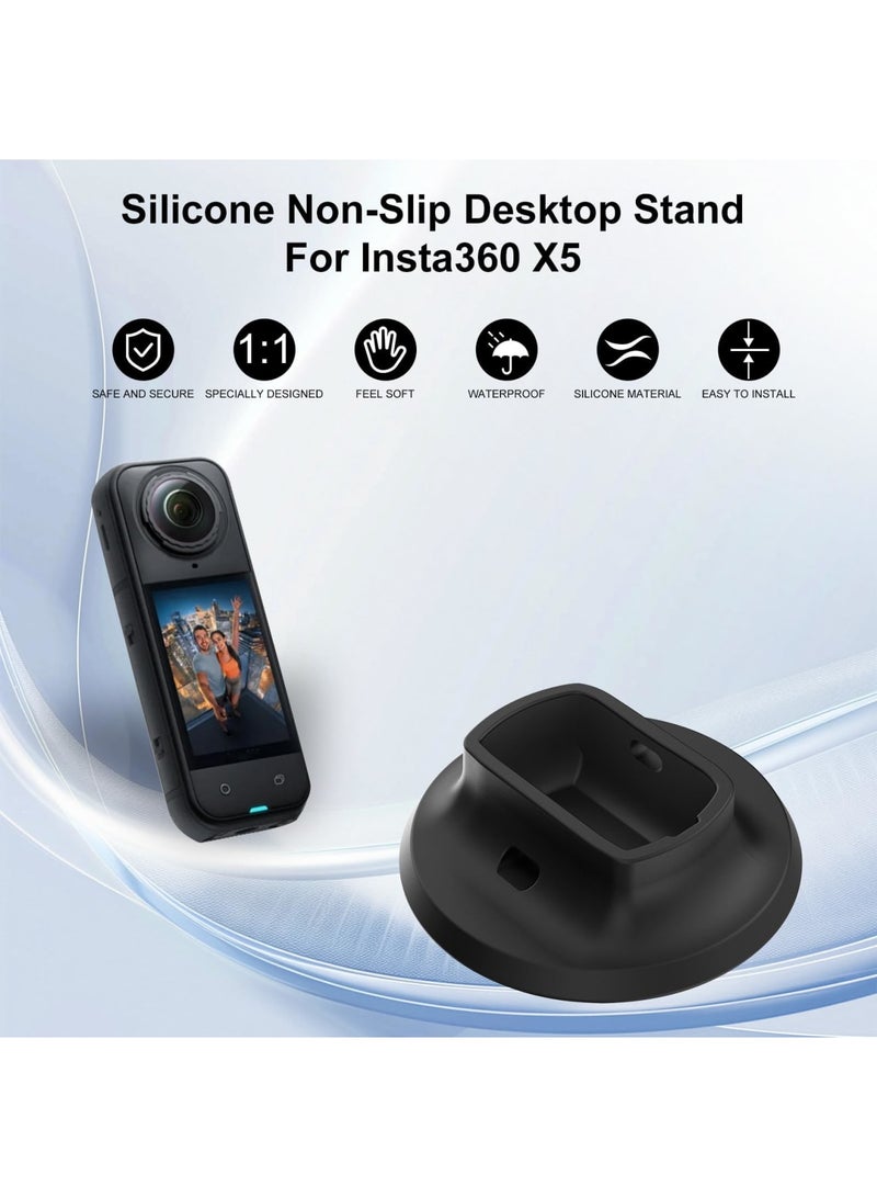 SYOSI Camera Mount Stand Base for Insta360 X5, Silicone Non-Slip Desktop Stand, Compact and Lightweight Gimbal Support, Stabilizer for Action Camera Accessories, Ideal for Stability and Protection, Black - Image 3