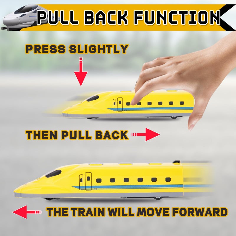 Crelloci Bullet Train Pull Back Toy High Speed City Train Modern Locomotives for Kids Toddle Boys - Bundle of 12 - Image 2