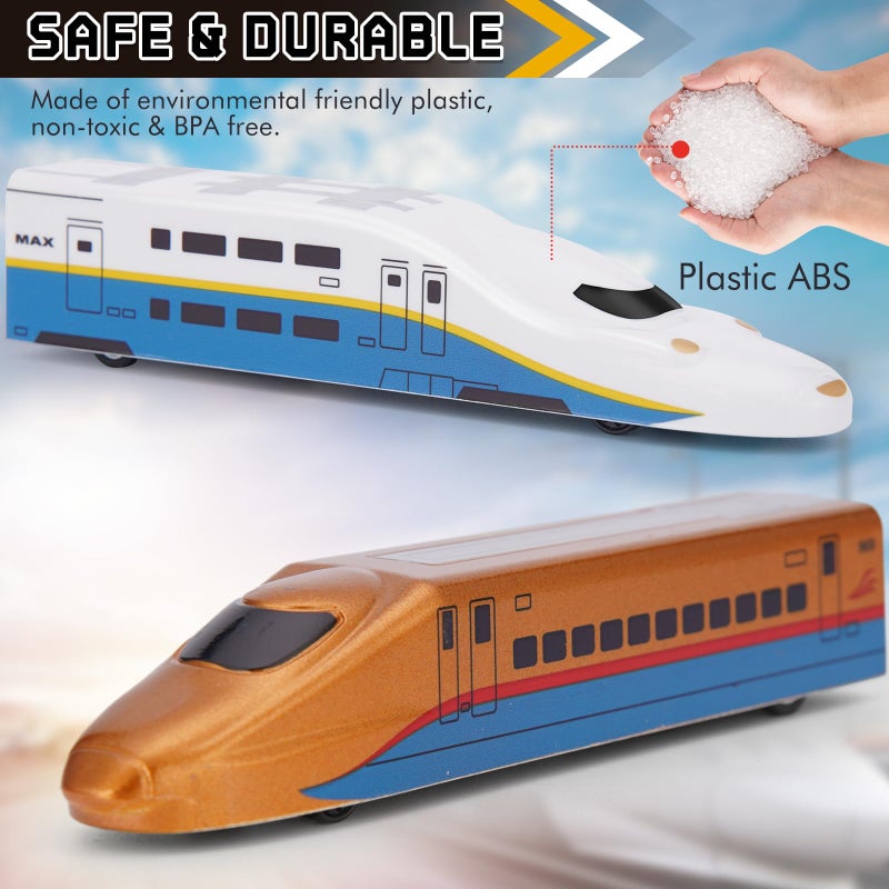 Crelloci Bullet Train Pull Back Toy High Speed City Train Modern Locomotives for Kids Toddle Boys - Bundle of 12 - Image 3