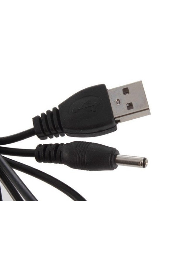 كابل شاحن بفتحة مستديرة رأس دائري 3.5 ملم مصباح مكتبي مكبر صوت مروحة صغيرة USB إلى تيار مستمر كابل بيانات الطاقة - اللون: 【1.2 متر/فولاذ مطلي بالنحاس】 أسود  - Image 2