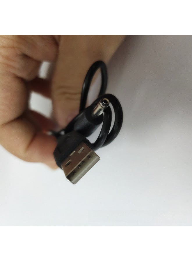 كابل شاحن بفتحة مستديرة رأس دائري 3.5 ملم مصباح مكتبي مكبر صوت مروحة صغيرة USB إلى تيار مستمر كابل بيانات الطاقة - اللون: 【1.2 متر/فولاذ مطلي بالنحاس】 أسود  - Image 3