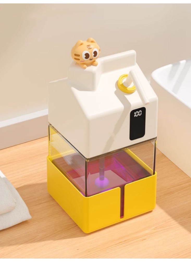 Automatic Hand Sanitizer Induction Foam Mobile Phone Washing Machine Electric Foaming Soap Dispenser Household Washing Phone (Milky White) Standalone