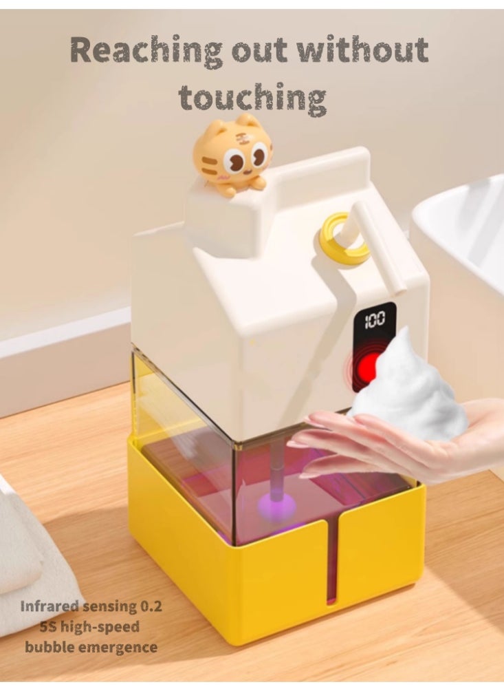 Automatic Hand Sanitizer Induction Foam Mobile Phone Washing Machine Electric Foaming Soap Dispenser Household Washing Phone (Milky White) Standalone