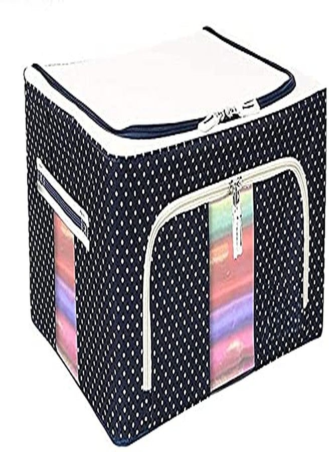 AAGNA Foldable Steel Tip Based Rectangular Fabric Laundry Storage Box with Transparent View Window and Handles- Multi-color, 24 L - Image 2