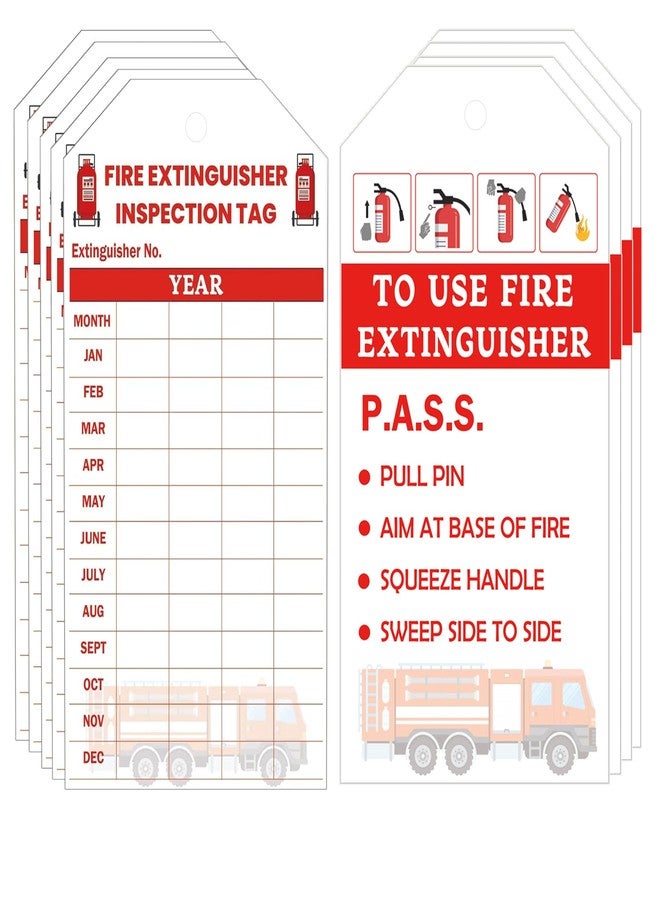 wootile Fire Extinguisher Tags Card 100Pcs Monthly Fire Extinguisher Inspection Record Tags 4 Year 2024 to 2027 Maintenance Tag for Indoor Outdoor 3.25 x 5 Inch - Image 1