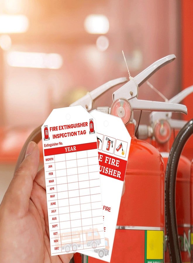 wootile Fire Extinguisher Tags Card 100Pcs Monthly Fire Extinguisher Inspection Record Tags 4 Year 2024 to 2027 Maintenance Tag for Indoor Outdoor 3.25 x 5 Inch - Image 2
