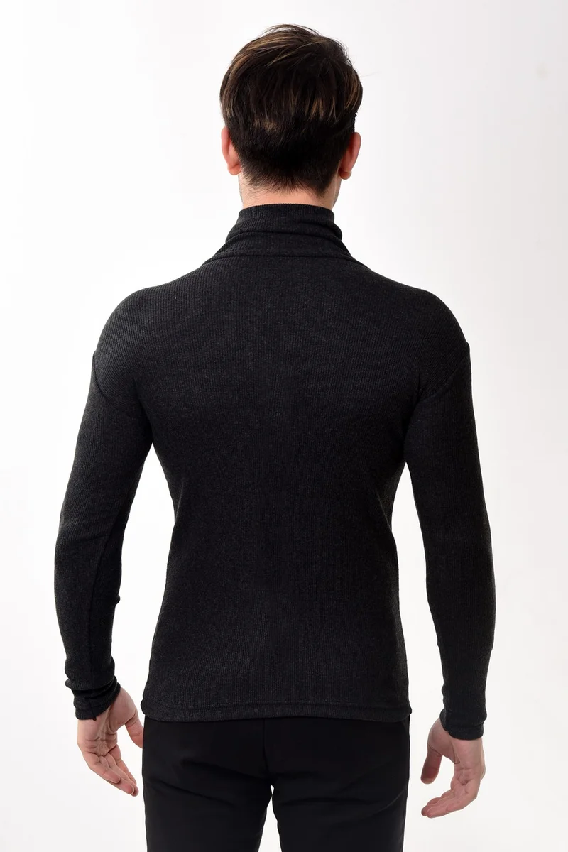 بيليفانتي كولكشن Men's Turtleneck Turtleneck Slim Fit Sweater Smoked