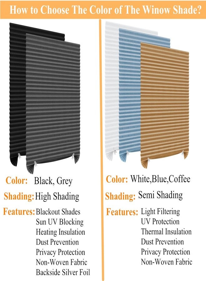 MALOKI Pleated Window Blinds,Temporary Window Shades Cordless Light Filtering Pleated Paper Shades Room Darkening Blinds for Home Bedroom Office Window - 24 Inch x 59 Inch (Fits Windows 15 in-24 in) - Image 3