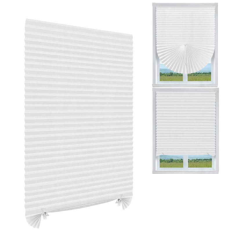MALOKI Pleated Window Blinds,Temporary Window Shades Cordless Light Filtering Pleated Paper Shades Room Darkening Blinds for Home Bedroom Office Window - 24 Inch x 59 Inch (Fits Windows 15 in-24 in) - Image 1