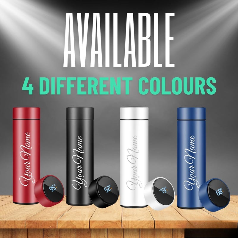 DIGALI ENTERPRISE Personalized Stainless Steel Sports Water Bottle LED Temperature Display Smart Bottle Hot Cold Insulated Flask 500ML LCD Touch Screen Gift Bottle for Travel Office Red - Image 5