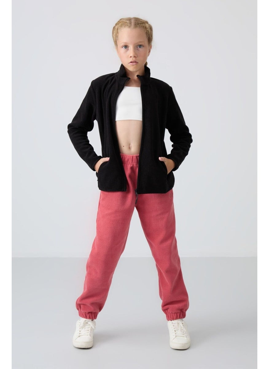 Tommy Life - Black Thick Soft Texture Standard Fit Embroidered Polar Fleece Girls Sweatshirt - 75154 - Image 1