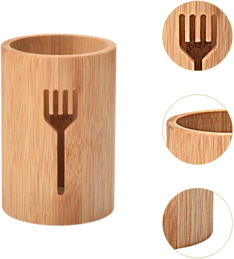 Bamboo Silverware Organizer Utensil Holder,Cutlery Flatware Silverware Holder for Party,Table,Farmhouse, Kitchen, Fork - Image 5