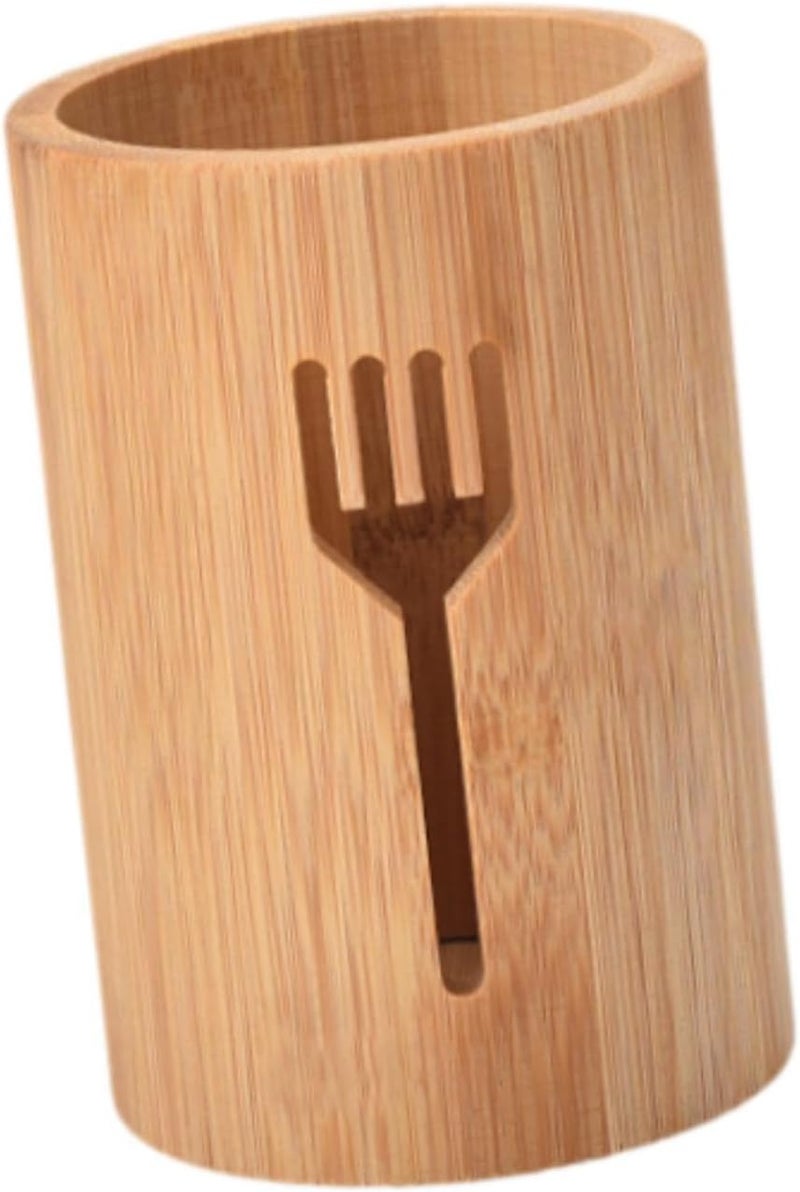 Bamboo Silverware Organizer Utensil Holder,Cutlery Flatware Silverware Holder for Party,Table,Farmhouse, Kitchen, Fork - Image 1