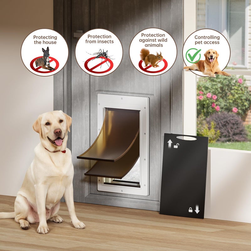 PETCOMING Never Rust Dog Door with Durable Plastic Frame, Large Doggy Door for Interior and Exterior Doors, Doggie Door with Magnetic Flaps, Closing Panel, Telescoping Tunnel, for Pets Up to 100lb - Image 4