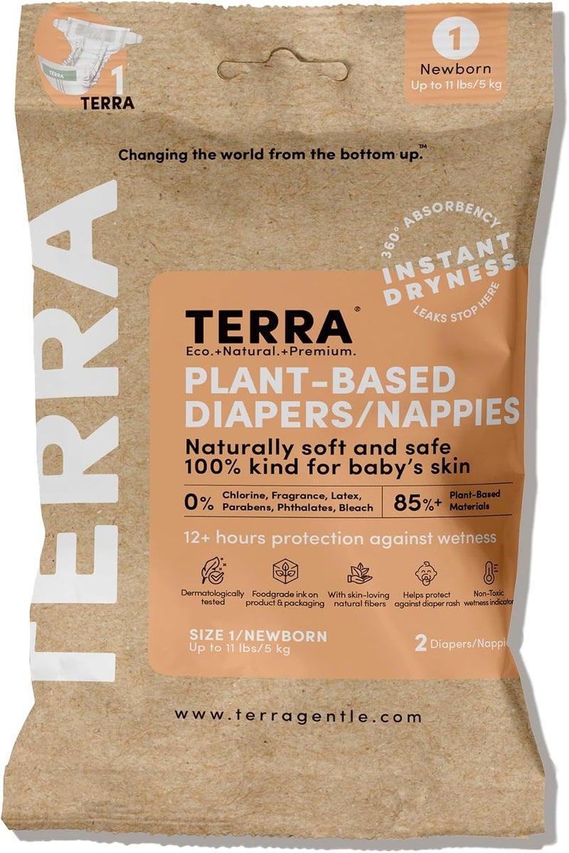 Terra حفاضات تيرا بحجم 1 للأطفال حديثي الولادة مصنوعة من مواد نباتية - Image 1