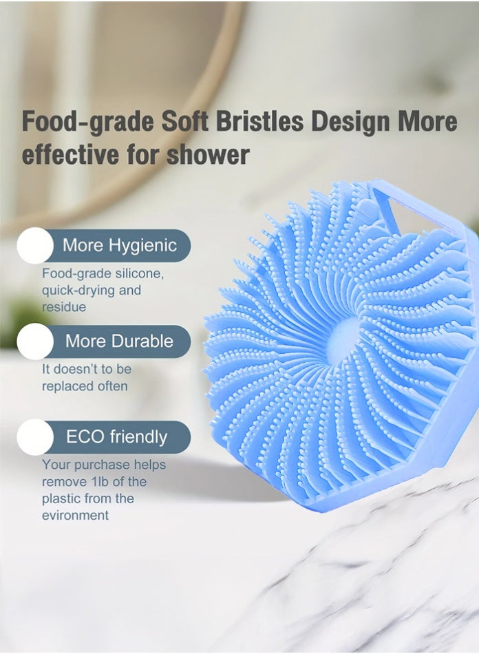 يفيي فرشاة الجسم المصنوعة من السيليكون - مقشر لطيف للجسم أثناء الاستحمام، ليفة سيليكون بشعيرات ناعمة، تدوم طويلاً وأكثر صحة من ليفة الاستحمام التقليدية - عبوة واحدة - Image 4