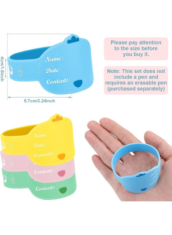 Tondiamo Baby Bottle Labels for Daycare 12 Pieces Reusable Silicone Daycare Labels Christmas Original Daycares Waterproof Water Bottle Name Bands Writable Baby Name Tags Day Care Essentials, 6 Colors - Image 2