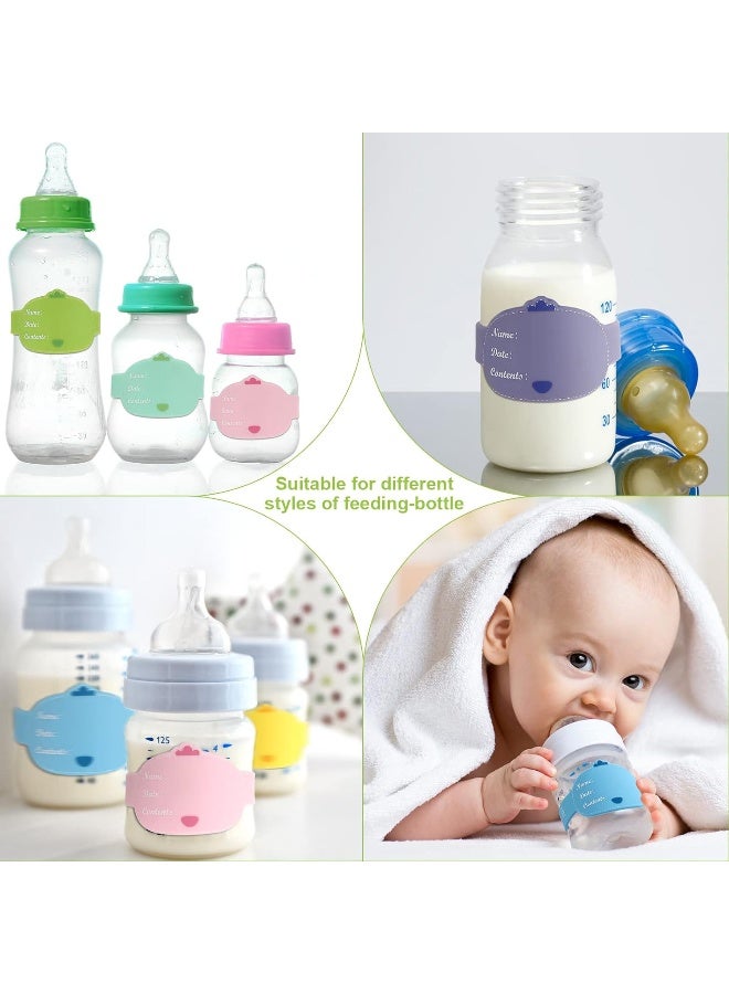 Tondiamo Baby Bottle Labels for Daycare 12 Pieces Reusable Silicone Daycare Labels Christmas Original Daycares Waterproof Water Bottle Name Bands Writable Baby Name Tags Day Care Essentials, 6 Colors - Image 5