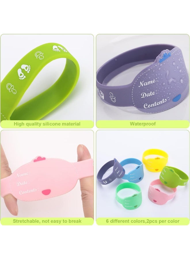 Tondiamo Baby Bottle Labels for Daycare 12 Pieces Reusable Silicone Daycare Labels Christmas Original Daycares Waterproof Water Bottle Name Bands Writable Baby Name Tags Day Care Essentials, 6 Colors - Image 3