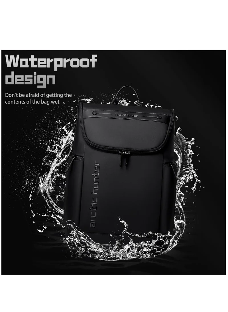 ARCTIC HUNTER Water Resistant Polyester 180 Degree Flat Open 15.6 inch Unisex Travel Laptop Backpack B00465 Black