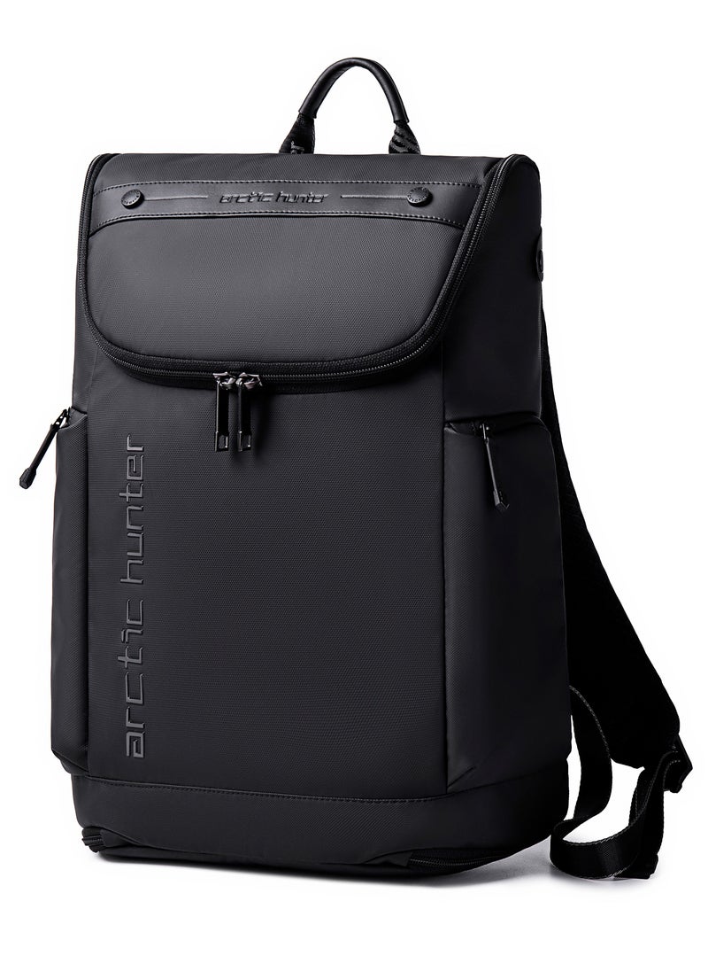 ARCTIC HUNTER Water Resistant Polyester 180 Degree Flat Open 15.6 inch Unisex Travel Laptop Backpack B00465 Black  - Image 1