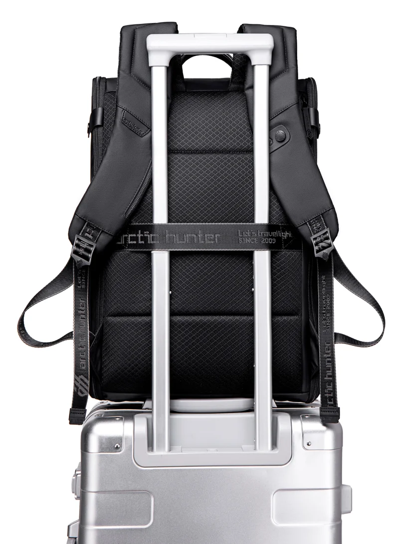 ARCTIC HUNTER Water Resistant Polyester 180 Degree Flat Open 15.6 inch Unisex Travel Laptop Backpack B00465 Black