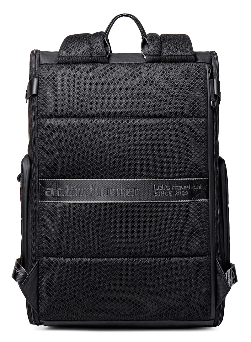 ARCTIC HUNTER Water Resistant Polyester 180 Degree Flat Open 15.6 inch Unisex Travel Laptop Backpack B00465 Black