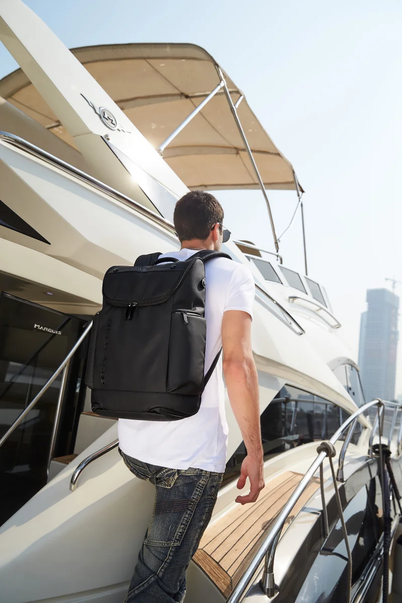 Arctic Hunter  Water Resistant Polyester 180 Degree Flat Open 15.6 inch Unisex Travel Laptop Backpack, B00465, Black  | Best Price UAE