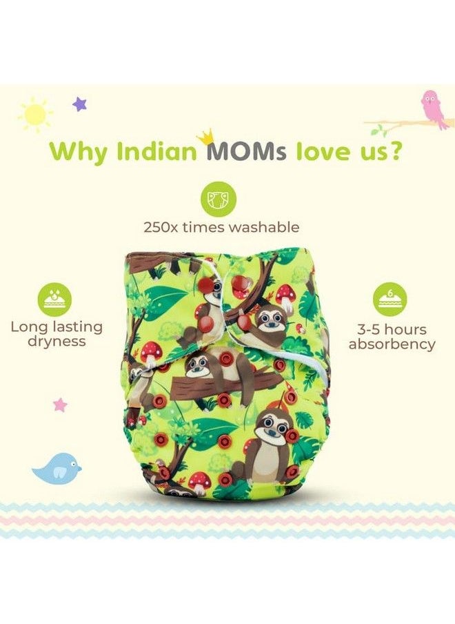 Bumtum - 0 To 3 Yrs Baby Freesize Ultrahygiene Baby Shark + Air + Panda Extra Soft Cloth Diaper 5Hrs Absorbency ; Washable & Reusable Diaper And Cotton Soaker(Pack Of 3) - Image 1