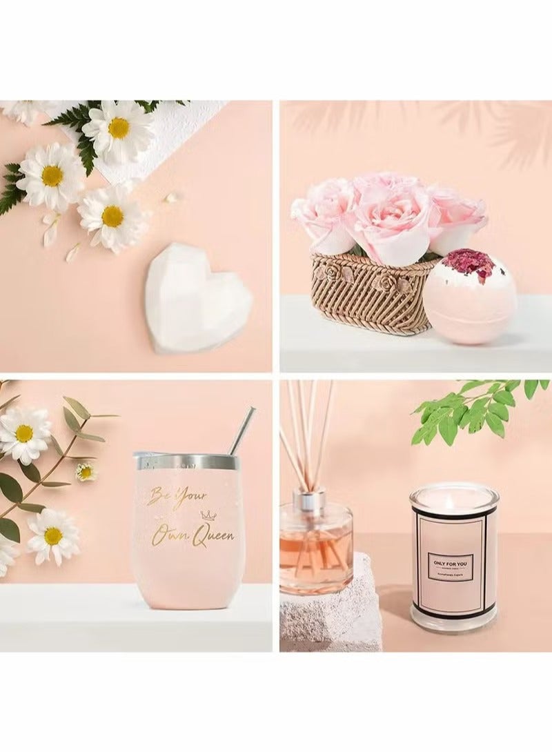 كابتن تيك سلة هدايا للنساء - مجموعة علب هدايا  تحتوي على 9 عناصر هدية ملهمة، باقة عناية سبا للاسترخاء للنساء الصديقات، هدايا الأصدقاء للنساء - Image 4