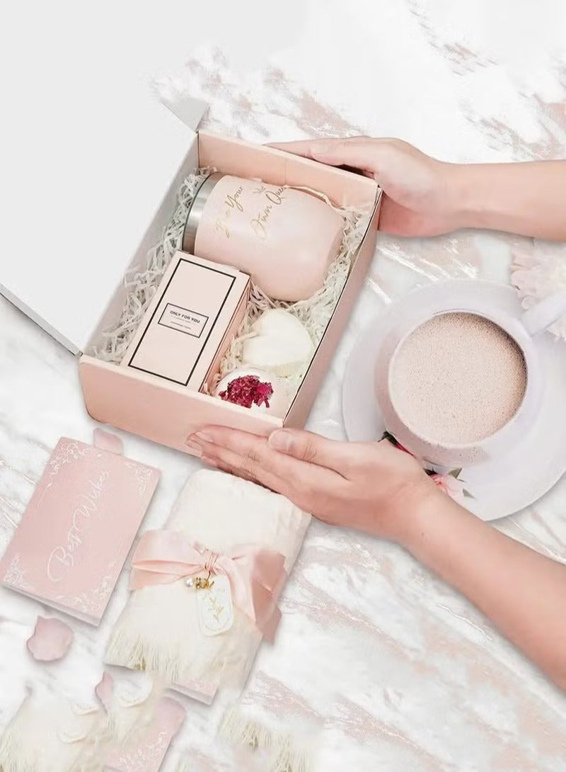 كابتن تيك سلة هدايا للنساء - مجموعة علب هدايا  تحتوي على 9 عناصر هدية ملهمة، باقة عناية سبا للاسترخاء للنساء الصديقات، هدايا الأصدقاء للنساء - Image 5