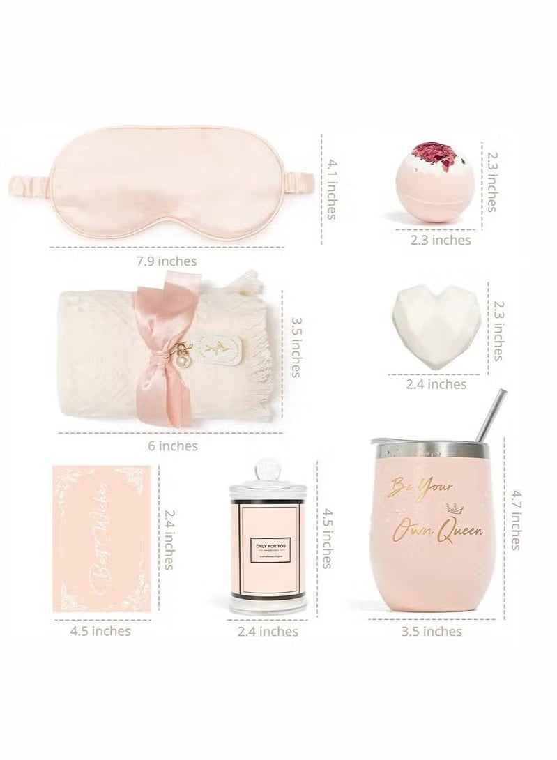 كابتن تيك سلة هدايا للنساء - مجموعة علب هدايا  تحتوي على 9 عناصر هدية ملهمة، باقة عناية سبا للاسترخاء للنساء الصديقات، هدايا الأصدقاء للنساء - Image 2