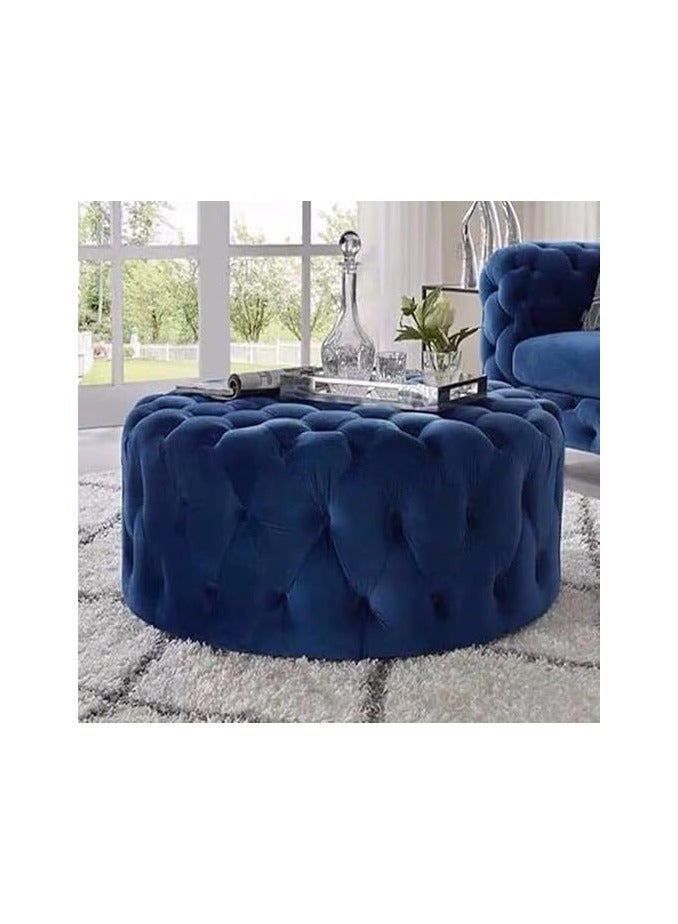 Poppins Home Modern Velvet Ottoman Designer Lazy Soft Bedroom Floor Seat (Navy Blue)  - Image 1