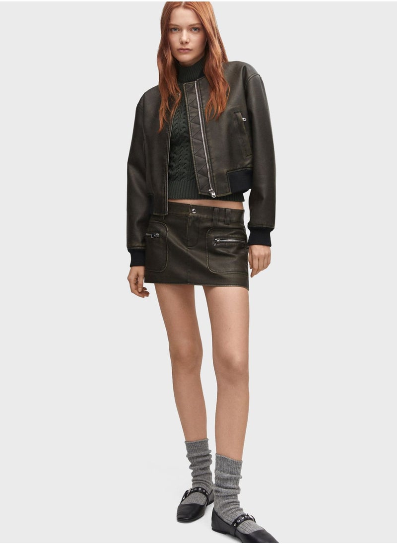 MANGO - PU Bomber Jacket - Image 1