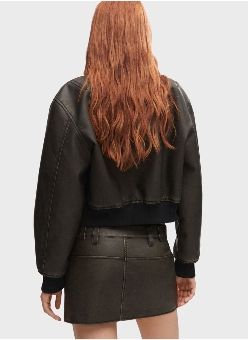 MANGO - PU Bomber Jacket - Image 1